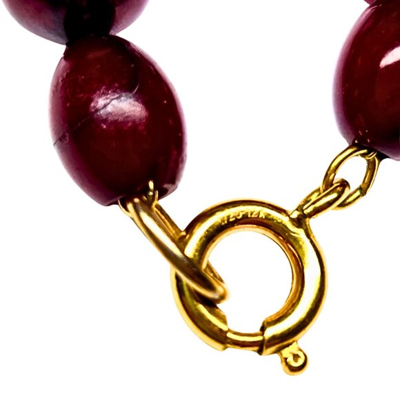 Vintage Cherry Bakelite Graduate Bead Necklace 1/20-12K Chain 15" - Picture 2 of 9